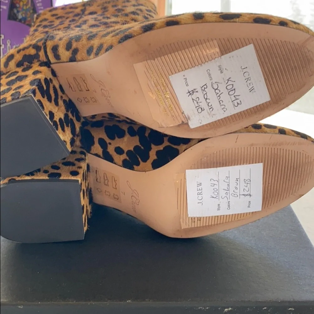 J Crew Sadie ankle boots leopard‎ calf hair